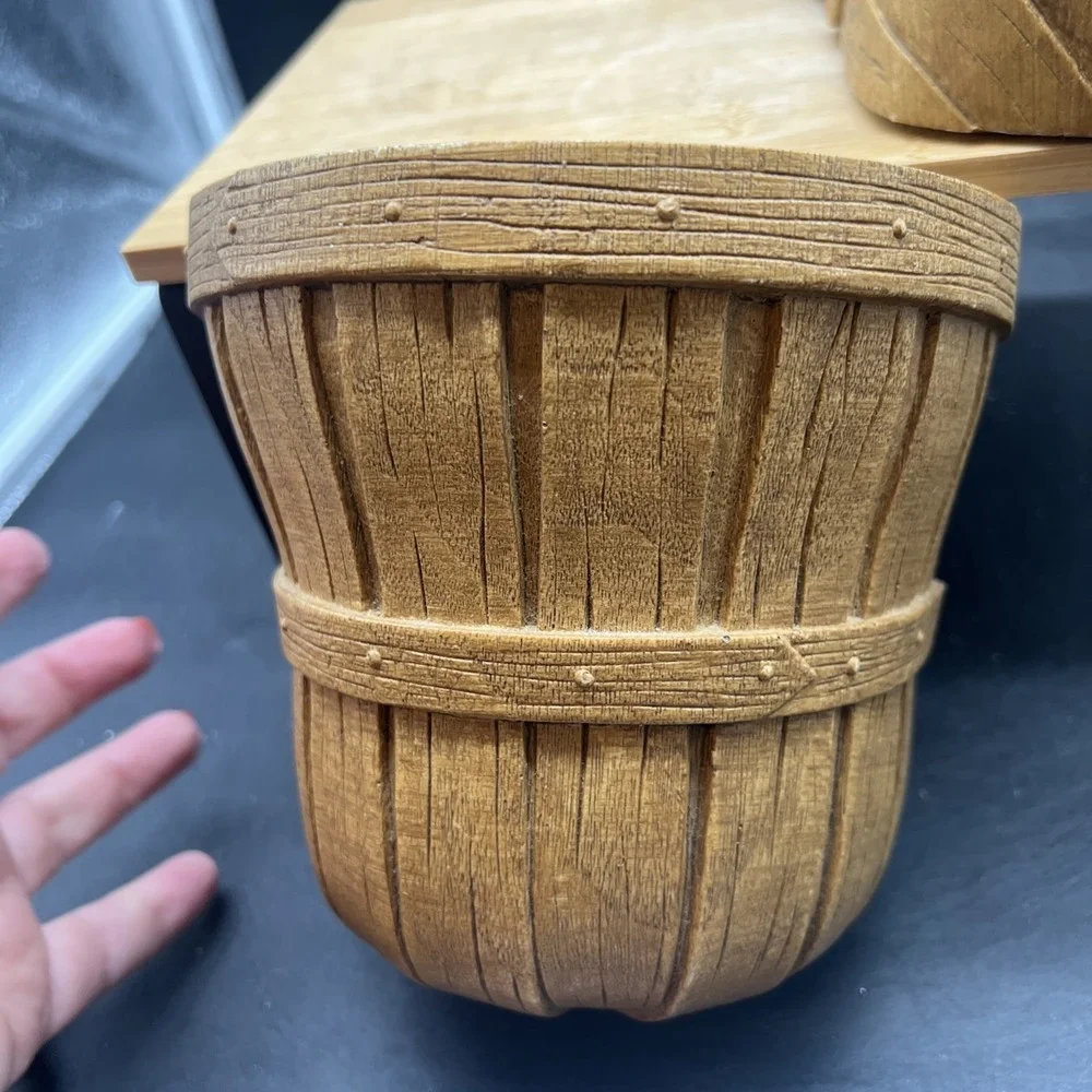 Home Interior Homco Brown Bushel Basket Wall Pocket Set of 2 Vintage 1989